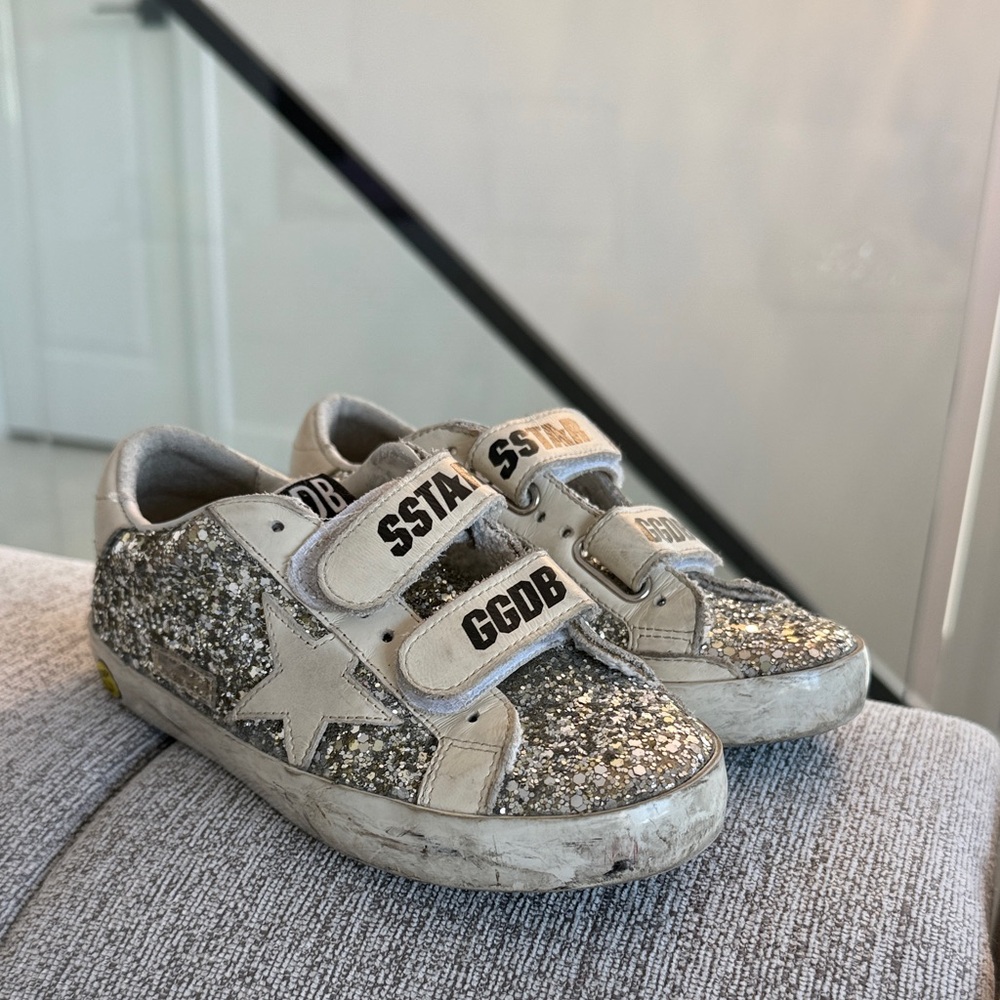 Golden Goose Kids Glitter Sneakers - Silver and White